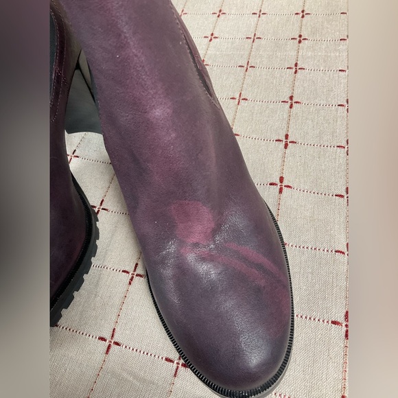 PAIGE “Natasha” Oxblood (Burgundy) Leather Short Boots Chunky Chelsea Bootie 9.5 - Picture 10 of 11